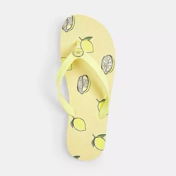 NWT Coach Zayn Flip Flop With Fruit Print Lemon CAR23 Light Khaki US 5 - Picture 8 of 8